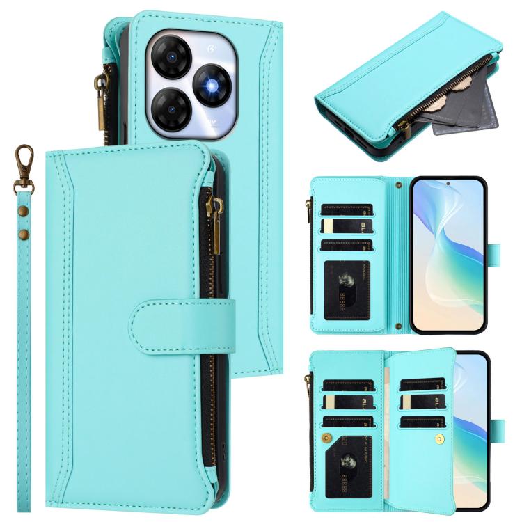Magnetic Closure 9 Card Slots Zipper Leather Case with Hand Strap, For itel A50C, For itel A50, For itel P55 5G, For itel RS4, For itel S24, For itel P55+, For itel P55 4G / Smart 8, For itel A05s