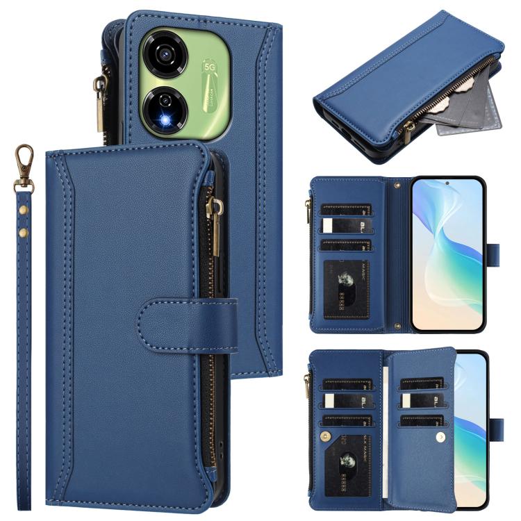 Magnetic Closure 9 Card Slots Zipper Leather Case with Hand Strap, For itel A50C, For itel A50, For itel P55 5G, For itel RS4, For itel S24, For itel P55+, For itel P55 4G / Smart 8, For itel A05s
