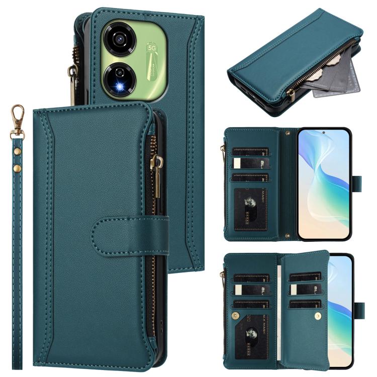 Magnetic Closure 9 Card Slots Zipper Leather Case with Hand Strap, For itel A50C, For itel A50, For itel P55 5G, For itel RS4, For itel S24, For itel P55+, For itel P55 4G / Smart 8, For itel A05s