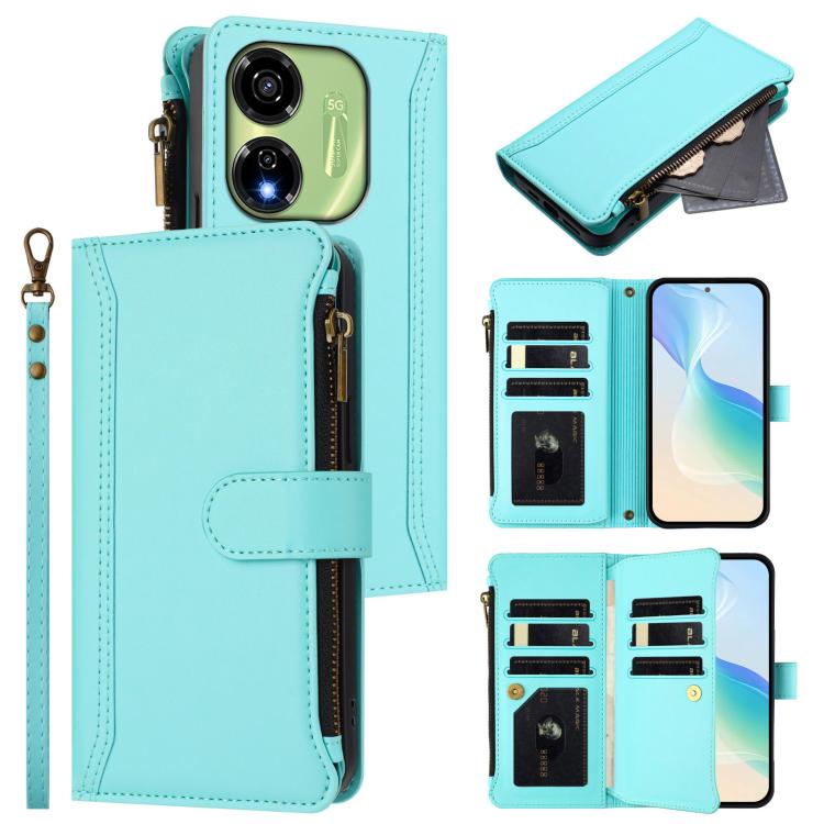 Magnetic Closure 9 Card Slots Zipper Leather Case with Hand Strap, For itel A50C, For itel A50, For itel P55 5G, For itel RS4, For itel S24, For itel P55+, For itel P55 4G / Smart 8, For itel A05s