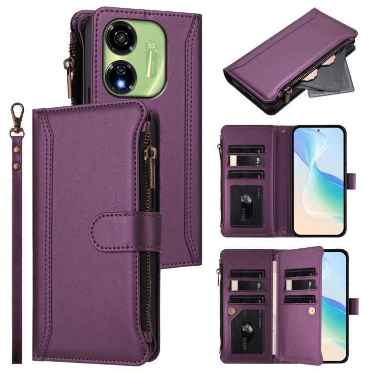 Magnetic Closure 9 Card Slots Zipper Leather Case with Hand Strap, For itel A50C, For itel A50, For itel P55 5G, For itel RS4, For itel S24, For itel P55+, For itel P55 4G / Smart 8, For itel A05s