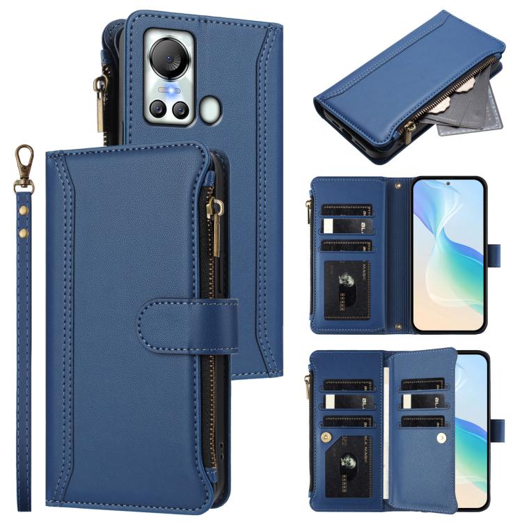 Magnetic Closure 9 Card Slots Zipper Leather Case with Hand Strap, For itel A70, For itel A60 / A60s, For itel S23+, For itel S23, For itel S18 / Vision 5, For itel P40, For itel P38 / S17 / Vision 3, For itel S17 / Vision 3