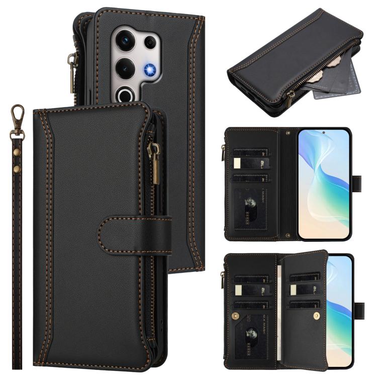 Magnetic Closure 9 Card Slots Zipper Leather Case with Hand Strap, For itel A200 4G/A200+ 4G Global, For itel A90 4G, For itel A95 5G, For itel City 100, For itel A58 Lite / A49 Play, For itel S25 Ultra 4G, For itel S25 4G, For itel A80 4G