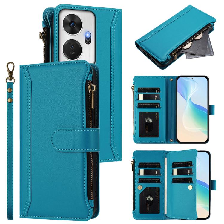 Magnetic Closure 9 Card Slots Zipper Leather Case with Hand Strap, For itel A50C, For itel A50, For itel P55 5G, For itel RS4, For itel S24, For itel P55+, For itel P55 4G / Smart 8, For itel A05s