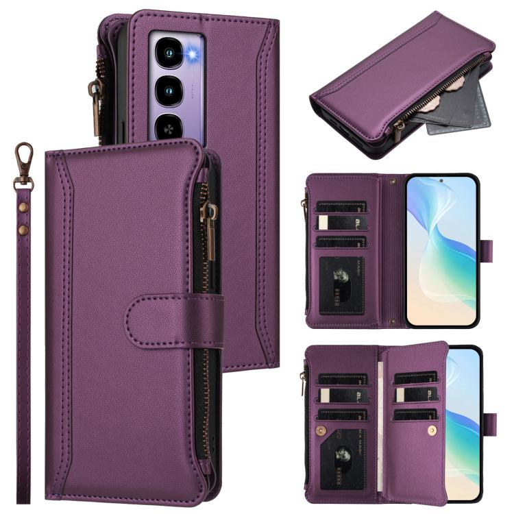 Magnetic Closure 9 Card Slots Zipper Leather Case with Hand Strap, For itel A200 4G/A200+ 4G Global, For itel A90 4G, For itel A95 5G, For itel City 100, For itel A58 Lite / A49 Play, For itel S25 Ultra 4G, For itel S25 4G, For itel A80 4G