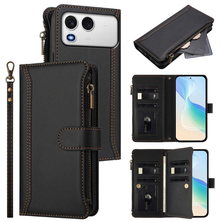 Magnetic Closure 9 Card Slots Zipper Leather Case with Hand Strap, For itel A200 4G/A200+ 4G Global, For itel A90 4G, For itel A95 5G, For itel City 100, For itel A58 Lite / A49 Play, For itel S25 Ultra 4G, For itel S25 4G, For itel A80 4G