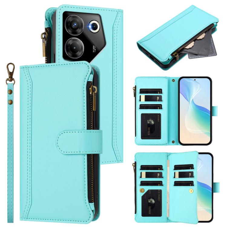 Magnetic Closure 9 Card Slots Zipper Leather Case with Hand Strap, For Tecno Pova 5 Pro 5G, For Tecno Pova Neo 3, For Tecno Pova 5 4G, For Tecno Camon 20 Premier 5G, For Tecno Camon 20 Pro 5G, For Tecno Camon 20 4G / 20 Pro 4G                          ...