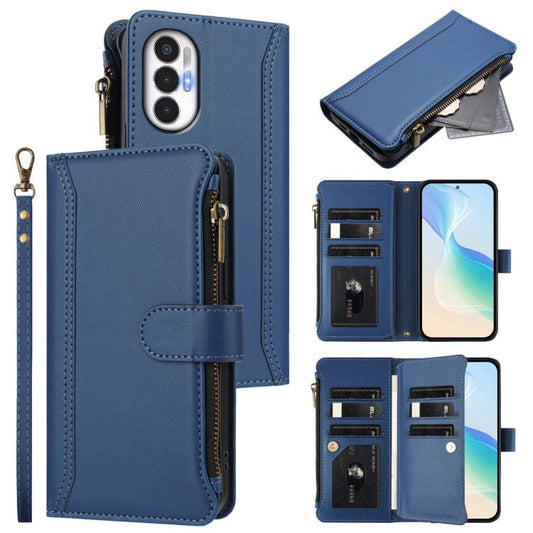 Magnetic Closure 9 Card Slots Zipper Leather Case with Hand Strap, For Tecno Pova 3, For Tecno Spark 6 Go/Spark Go 2021