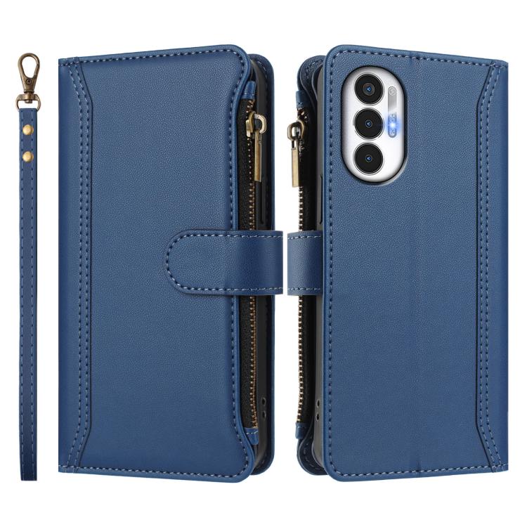 Magnetic Closure 9 Card Slots Zipper Leather Case with Hand Strap, For Tecno Pova 3, For Tecno Spark 6 Go/Spark Go 2021