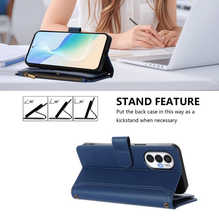 Magnetic Closure 9 Card Slots Zipper Leather Case with Hand Strap, For Tecno Pova 3, For Tecno Spark 6 Go/Spark Go 2021
