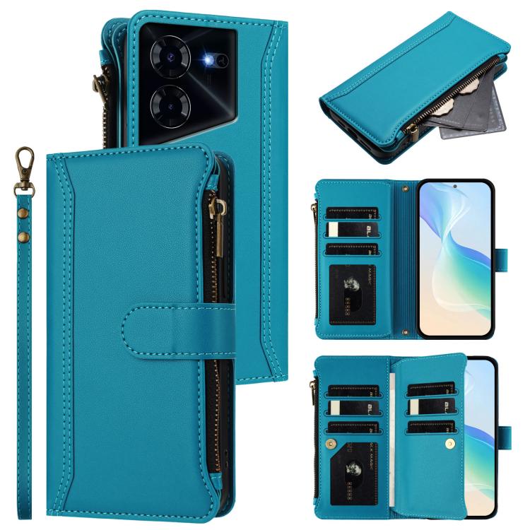 Magnetic Closure 9 Card Slots Zipper Leather Case with Hand Strap, For Tecno Pova 5 Pro 5G, For Tecno Pova Neo 3, For Tecno Pova 5 4G, For Tecno Camon 20 Premier 5G, For Tecno Camon 20 Pro 5G, For Tecno Camon 20 4G / 20 Pro 4G                          ...