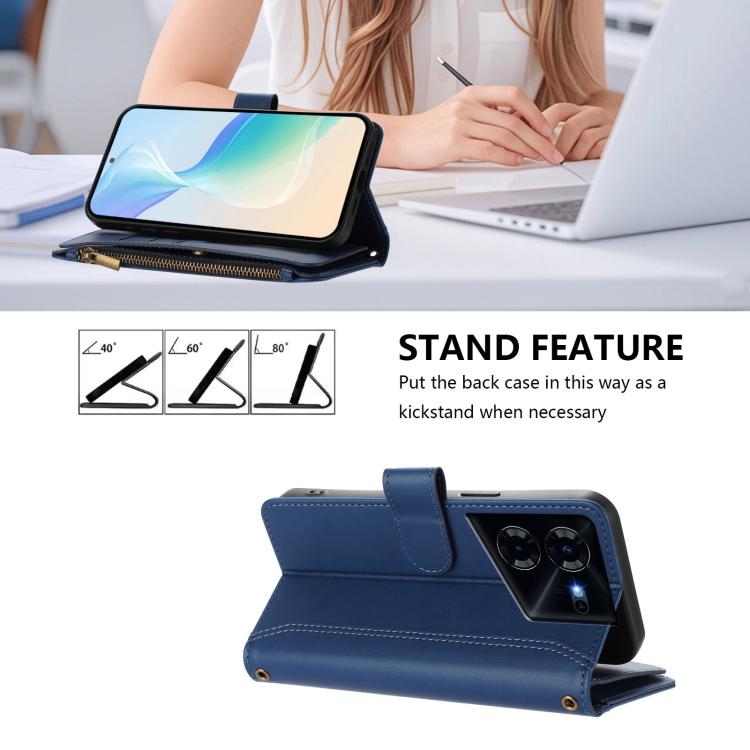 Magnetic Closure 9 Card Slots Zipper Leather Case with Hand Strap, For Tecno Pova 5 Pro 5G, For Tecno Pova Neo 3, For Tecno Pova 5 4G, For Tecno Camon 20 Premier 5G, For Tecno Camon 20 Pro 5G, For Tecno Camon 20 4G / 20 Pro 4G                          ...