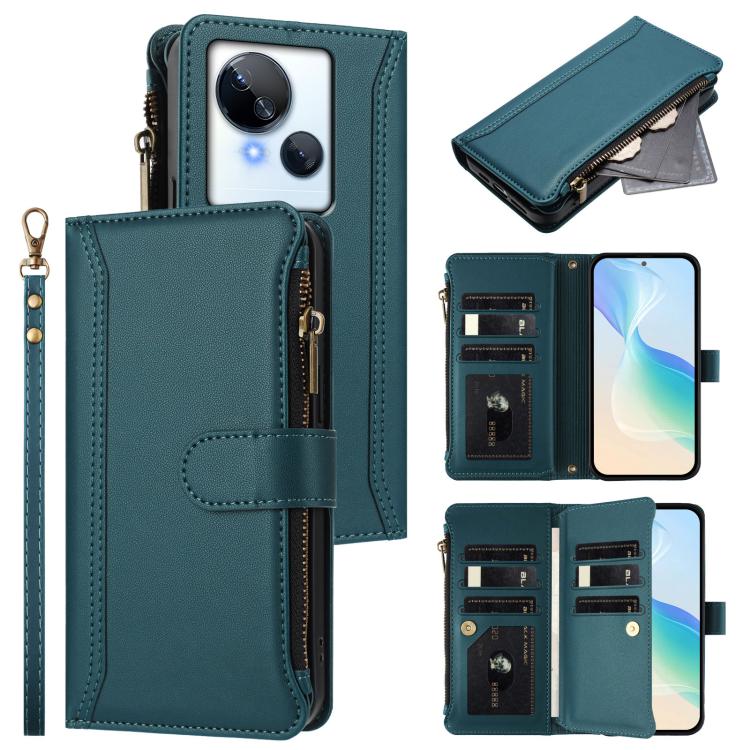 Magnetic Closure 9 Card Slots Zipper Leather Case with Hand Strap, For Tecno Pova 5 Pro 5G, For Tecno Pova Neo 3, For Tecno Pova 5 4G, For Tecno Camon 20 Premier 5G, For Tecno Camon 20 Pro 5G, For Tecno Camon 20 4G / 20 Pro 4G                          ...