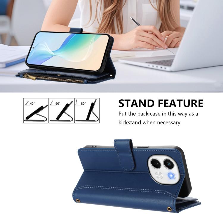 Magnetic Closure 9 Card Slots Zipper Leather Case with Hand Strap, For Tecno Spark 30 5G, For Tecno Spark 30 5G/Pova 6 Neo 5G, For Tecno Spark 30 Pro 4G, For Tecno Spark 30 4G, For Tecno Spark 30C 4G, For Tecno Spark 20 Pro 5G, For Tecno Pop 6C / A18  ...