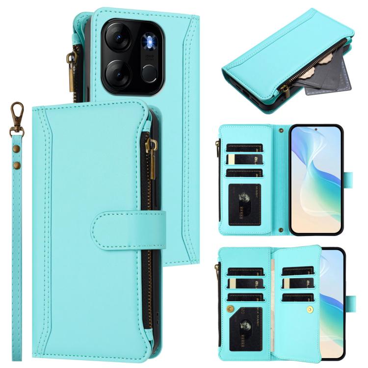 Magnetic Closure 9 Card Slots Zipper Leather Case with Hand Strap, For Tecno Pova 5 Pro 5G, For Tecno Pova Neo 3, For Tecno Pova 5 4G, For Tecno Camon 20 Premier 5G, For Tecno Camon 20 Pro 5G, For Tecno Camon 20 4G / 20 Pro 4G                          ...
