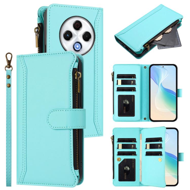 Magnetic Closure 9 Card Slots Zipper Leather Case with Hand Strap, For Tecno Spark 30 5G, For Tecno Spark 30 5G/Pova 6 Neo 5G, For Tecno Spark 30 Pro 4G, For Tecno Spark 30 4G, For Tecno Spark 30C 4G, For Tecno Spark 20 Pro 5G, For Tecno Pop 6C / A18  ...
