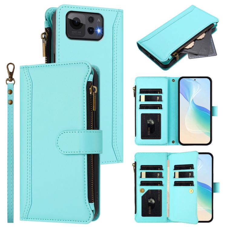Magnetic Closure 9 Card Slots Zipper Leather Case with Hand Strap, For Asus Zenfone 12 Ultra, For Asus ROG Phone 9 / 9 Pro, For Asus Zenfone 11 Ultra, For Asus ROG Phone 8 / 8 Pro