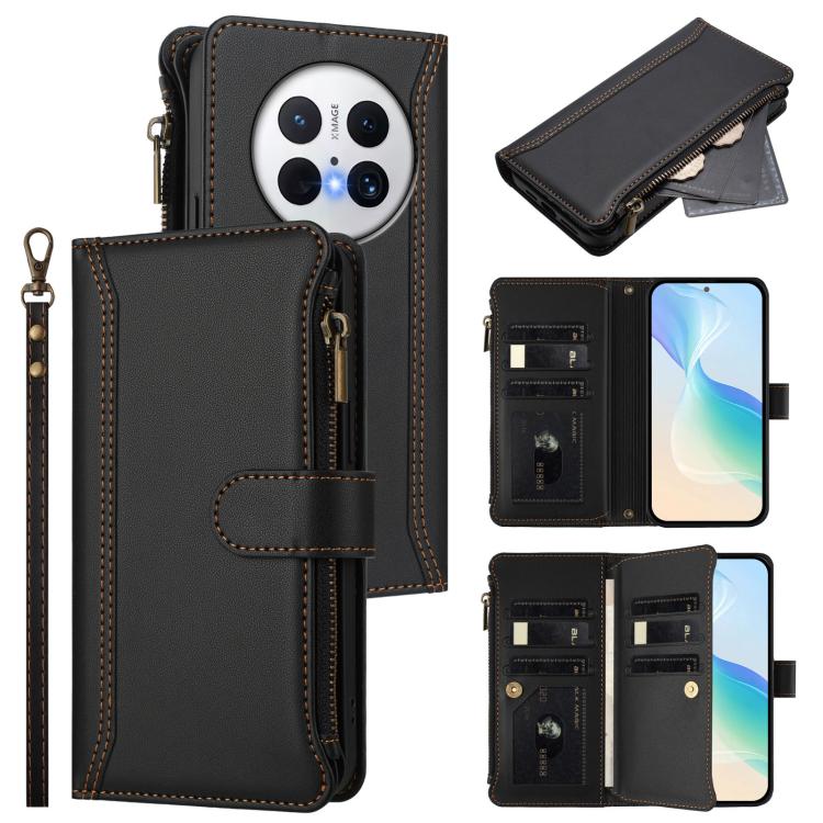 Magnetic Closure 9 Card Slots Zipper Leather Case with Hand Strap, For Huawei Enjoy 80 5G, For Huawei Mate 70 Pro / 70 Pro+, For Huawei Mate 70, For Huawei nova 13 Pro, For Huawei nova 13 / nova 12, For Huawei Pura 70 Pro 5G / 70 Pro+ 5G               ...