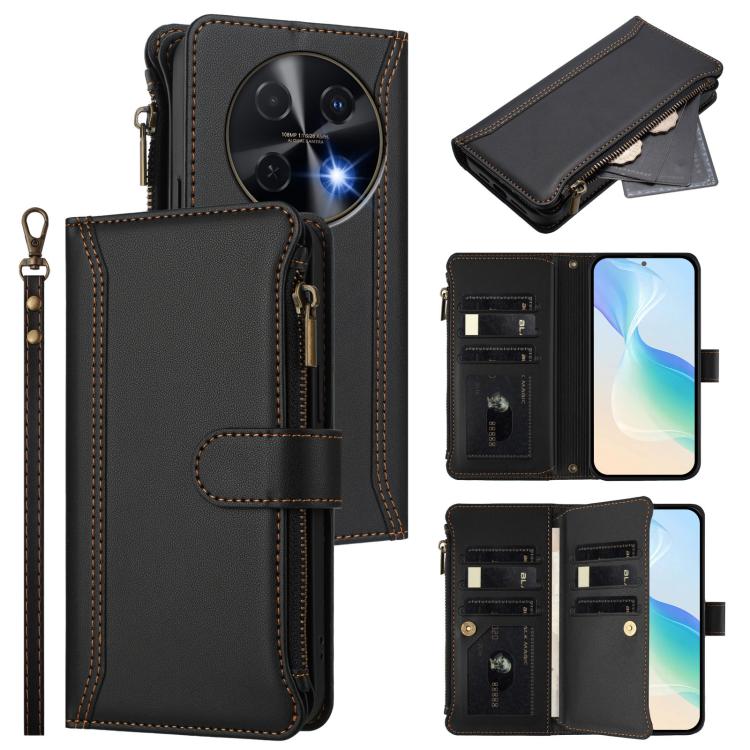 Magnetic Closure 9 Card Slots Zipper Leather Case with Hand Strap, For Huawei Enjoy 80 5G, For Huawei Mate 70 Pro / 70 Pro+, For Huawei Mate 70, For Huawei nova 13 Pro, For Huawei nova 13 / nova 12, For Huawei Pura 70 Pro 5G / 70 Pro+ 5G               ...