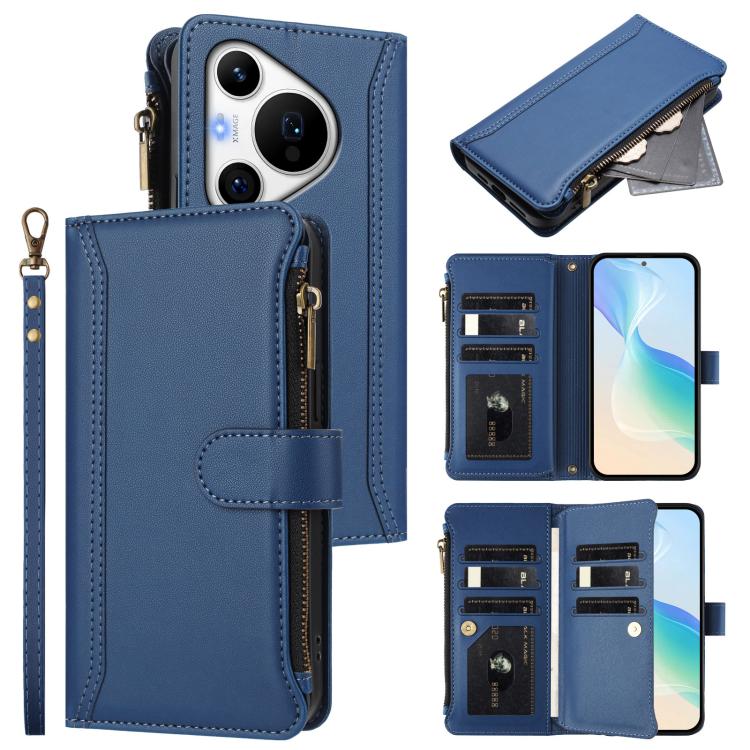 Magnetic Closure 9 Card Slots Zipper Leather Case with Hand Strap, For Huawei Enjoy 80 5G, For Huawei Mate 70 Pro / 70 Pro+, For Huawei Mate 70, For Huawei nova 13 Pro, For Huawei nova 13 / nova 12, For Huawei Pura 70 Pro 5G / 70 Pro+ 5G               ...