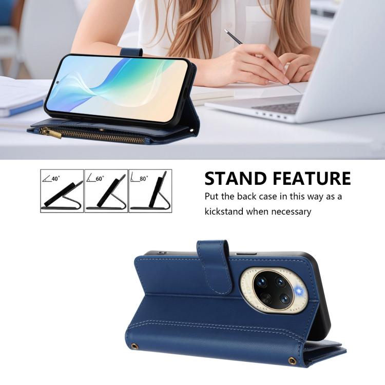 Magnetic Closure 9 Card Slots Zipper Leather Case with Hand Strap, For Huawei nova 14, For Huawei nova 16, For Huawei Pura 90 Pro Max 5G, For Huawei Pura 90 Pro 5G, For Huawei Mate 70 Air 5G, For Huawei Enjoy 80s 4G, For Huawei nova 14 Ultra           ...