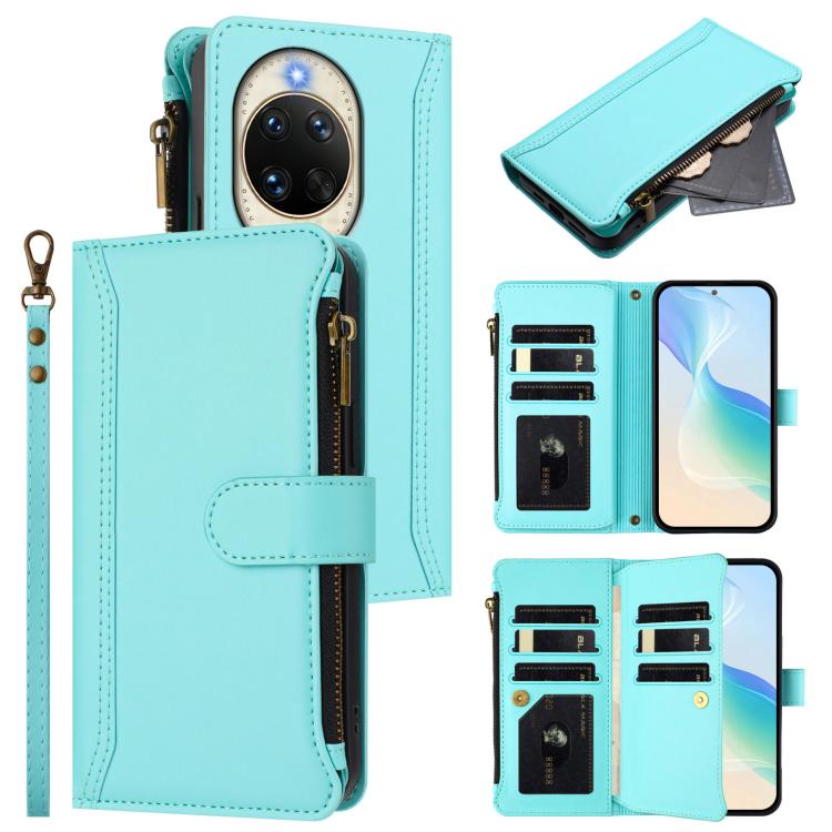 Magnetic Closure 9 Card Slots Zipper Leather Case with Hand Strap, For Huawei nova 14, For Huawei nova 16, For Huawei Pura 90 Pro Max 5G, For Huawei Pura 90 Pro 5G, For Huawei Mate 70 Air 5G, For Huawei Enjoy 80s 4G, For Huawei nova 14 Ultra           ...