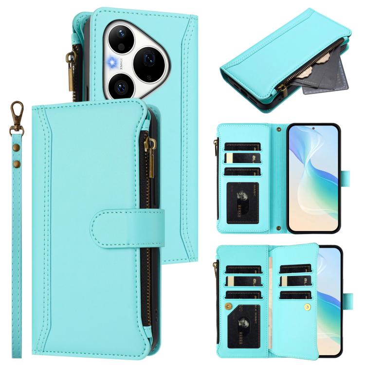 Magnetic Closure 9 Card Slots Zipper Leather Case with Hand Strap, For Huawei nova 14, For Huawei nova 16, For Huawei Pura 90 Pro Max 5G, For Huawei Pura 90 Pro 5G, For Huawei Mate 70 Air 5G, For Huawei Enjoy 80s 4G, For Huawei nova 14 Ultra           ...