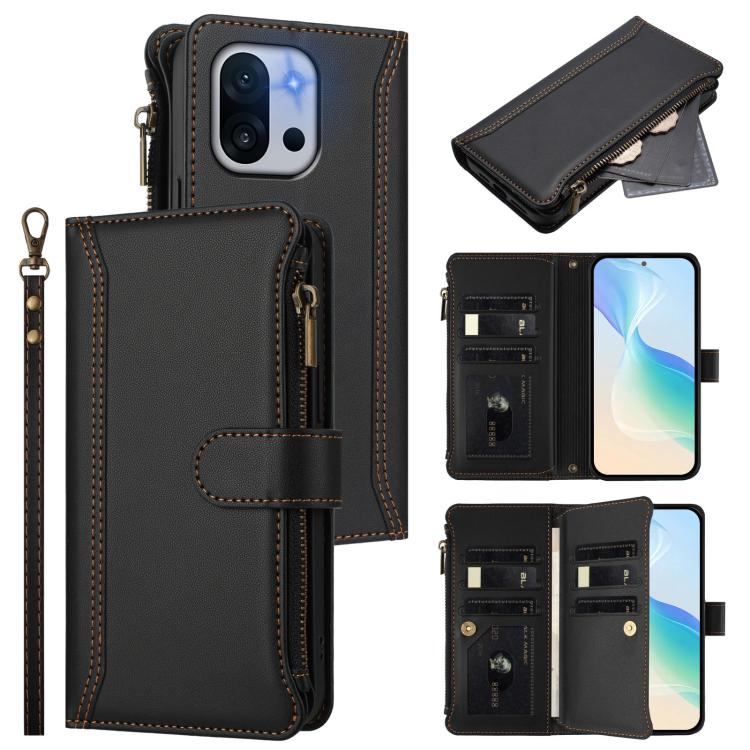 Magnetic Closure 9 Card Slots Zipper Leather Case with Hand Strap, For OnePlus Turbo 6X Pro 5G, For OnePlus Nord CE6 Lite, For OnePlus Turbo 6V / Turbo 6, For OnePlus Ace 5 Ultra, For OnePlus Ace 5 Racing, For OnePlus 13T 5G                            ...