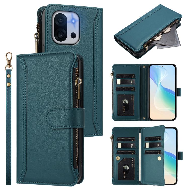 Magnetic Closure 9 Card Slots Zipper Leather Case with Hand Strap, For OnePlus Turbo 6X Pro 5G, For OnePlus Nord CE6 Lite, For OnePlus Turbo 6V / Turbo 6, For OnePlus Ace 5 Ultra, For OnePlus Ace 5 Racing, For OnePlus 13T 5G                            ...