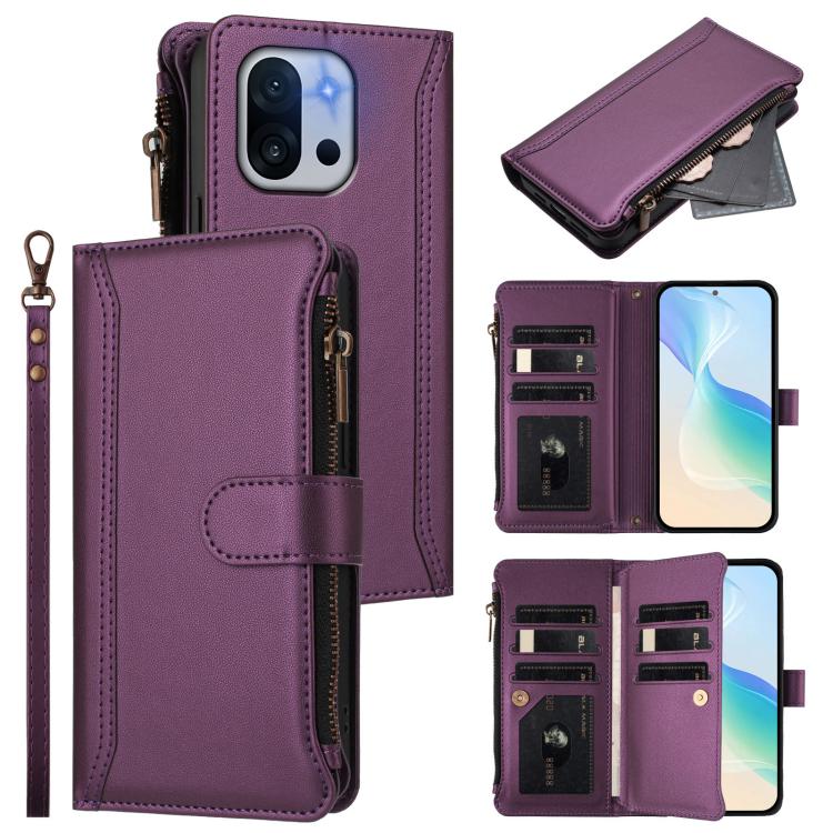 Magnetic Closure 9 Card Slots Zipper Leather Case with Hand Strap, For OnePlus Turbo 6X Pro 5G, For OnePlus Nord CE6 Lite, For OnePlus Turbo 6V / Turbo 6, For OnePlus Ace 5 Ultra, For OnePlus Ace 5 Racing, For OnePlus 13T 5G                            ...