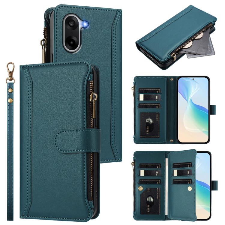 Magnetic Closure 9 Card Slots Zipper Leather Case with Hand Strap, For OnePlus Turbo 6X Pro 5G, For OnePlus Nord CE6 Lite, For OnePlus Turbo 6V / Turbo 6, For OnePlus Ace 5 Ultra, For OnePlus Ace 5 Racing, For OnePlus 13T 5G                            ...