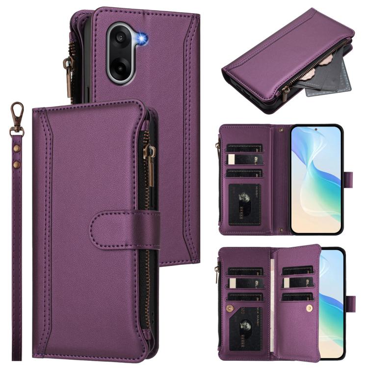 Magnetic Closure 9 Card Slots Zipper Leather Case with Hand Strap, For OnePlus Turbo 6X Pro 5G, For OnePlus Nord CE6 Lite, For OnePlus Turbo 6V / Turbo 6, For OnePlus Ace 5 Ultra, For OnePlus Ace 5 Racing, For OnePlus 13T 5G                            ...