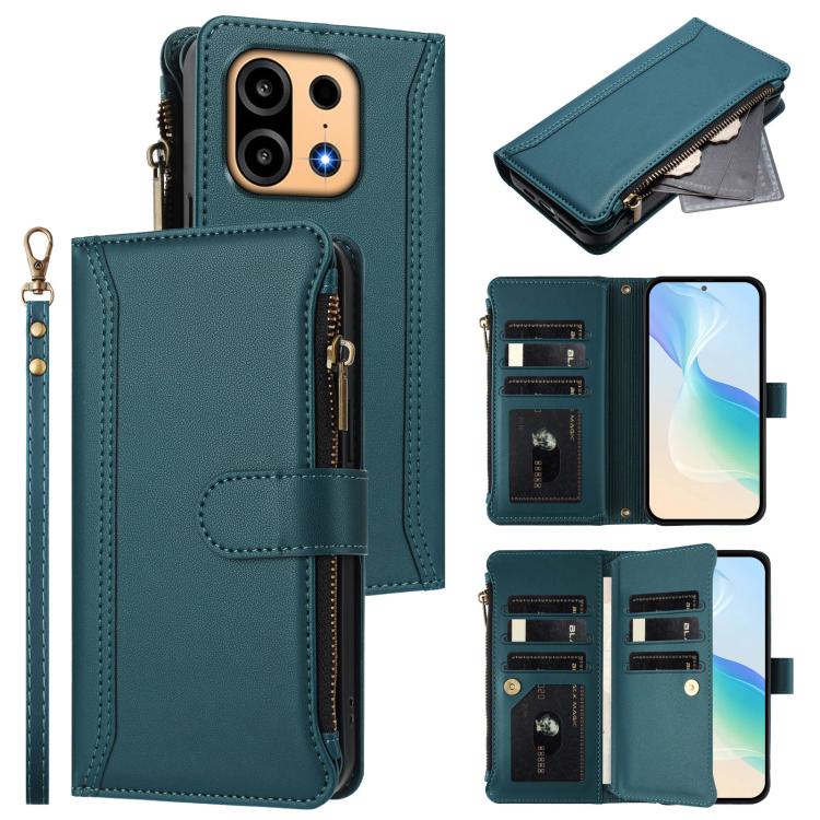 Magnetic Closure 9 Card Slots Zipper Leather Case with Hand Strap, For OnePlus Turbo 6X Pro 5G, For OnePlus Nord CE6 Lite, For OnePlus Turbo 6V / Turbo 6, For OnePlus Ace 5 Ultra, For OnePlus Ace 5 Racing, For OnePlus 13T 5G                            ...