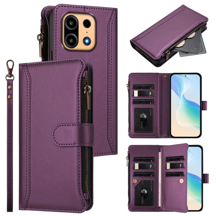Magnetic Closure 9 Card Slots Zipper Leather Case with Hand Strap, For OnePlus Turbo 6X Pro 5G, For OnePlus Nord CE6 Lite, For OnePlus Turbo 6V / Turbo 6, For OnePlus Ace 5 Ultra, For OnePlus Ace 5 Racing, For OnePlus 13T 5G                            ...