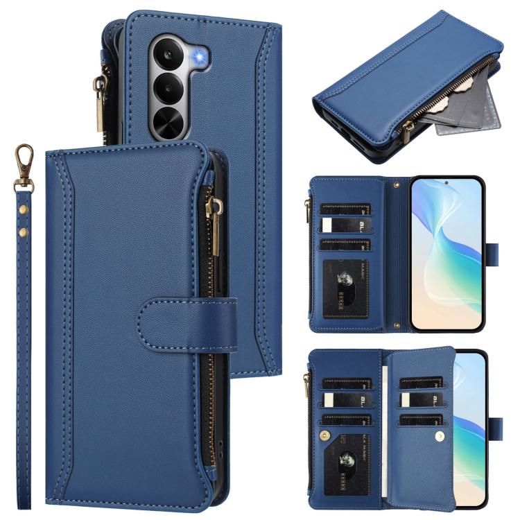 Magnetic Closure 9 Card Slots Zipper Leather Case with Hand Strap, For OnePlus Turbo 6X Pro 5G, For OnePlus Nord CE6 Lite, For OnePlus Turbo 6V / Turbo 6, For OnePlus Ace 5 Ultra, For OnePlus Ace 5 Racing, For OnePlus 13T 5G                            ...