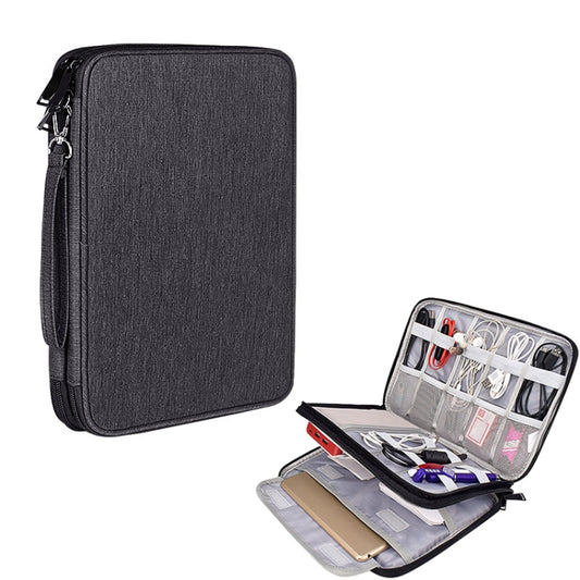 SM01 Multi-function Waterproof Double Layer Data Cable Earphone U Disk Digital Accessories Storage Bag, Size: L, Size: L(Black), Size: L(Navy Blue)