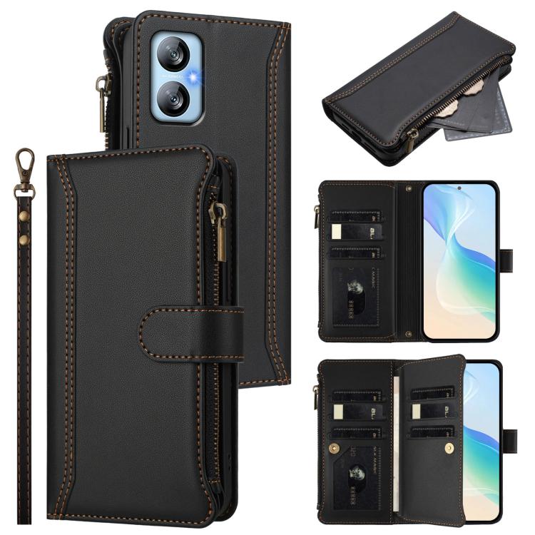 Magnetic Closure 9 Card Slots Zipper Leather Case with Hand Strap, For Blackview Oscal Flat 1C, For Blackview Wave 6C, For Blackview Shark 8 / Oscal Tiger 12, For Blackview A52 / A52 Pro, For Blackview A53