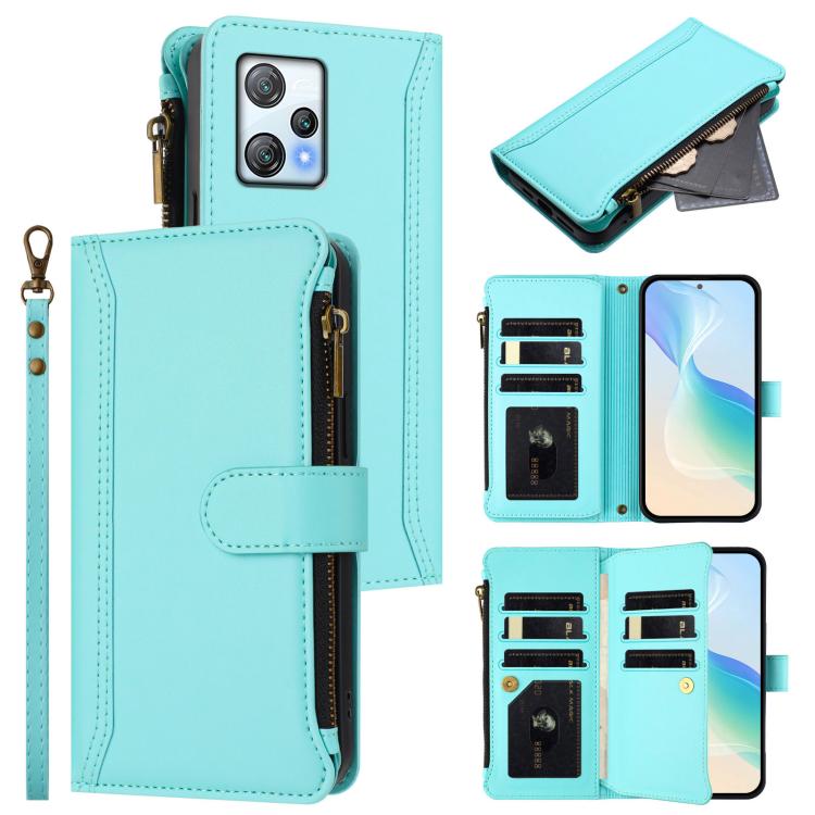 Magnetic Closure 9 Card Slots Zipper Leather Case with Hand Strap, For Blackview Oscal Flat 1C, For Blackview Wave 6C, For Blackview Shark 8 / Oscal Tiger 12, For Blackview A52 / A52 Pro, For Blackview A53
