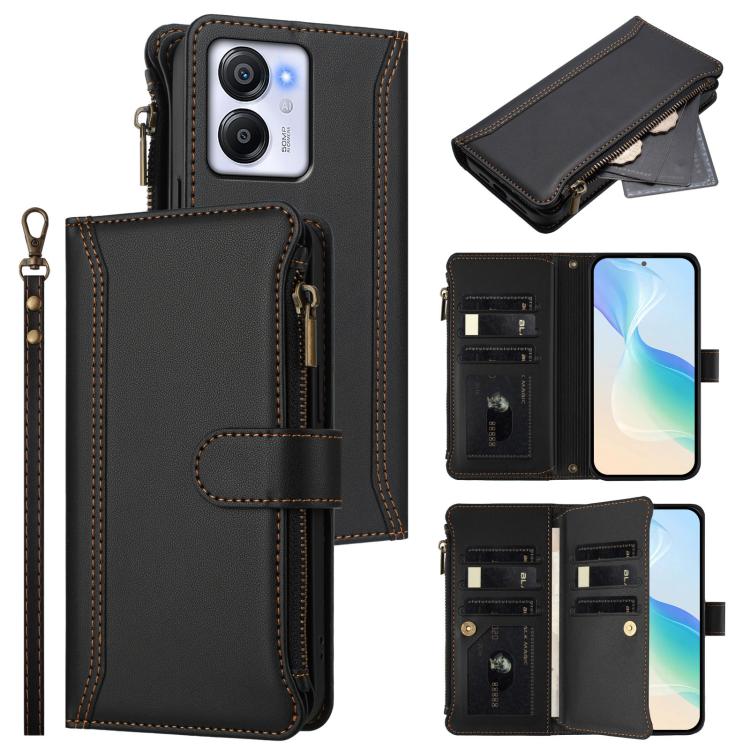 Magnetic Closure 9 Card Slots Zipper Leather Case with Hand Strap, For Blackview Wave 7C, For Blackview Wave 10, For Blackview Shark 6, For Blackview Oscal Tiger 13, For Blackview Wave 8C / 8 / Oscal Flat 2, For Blackview Shark 9 5G                    ...