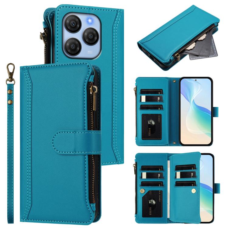 Magnetic Closure 9 Card Slots Zipper Leather Case with Hand Strap, For Blackview Wave 7C, For Blackview Wave 10, For Blackview Shark 6, For Blackview Oscal Tiger 13, For Blackview Wave 8C / 8 / Oscal Flat 2, For Blackview Shark 9 5G                    ...