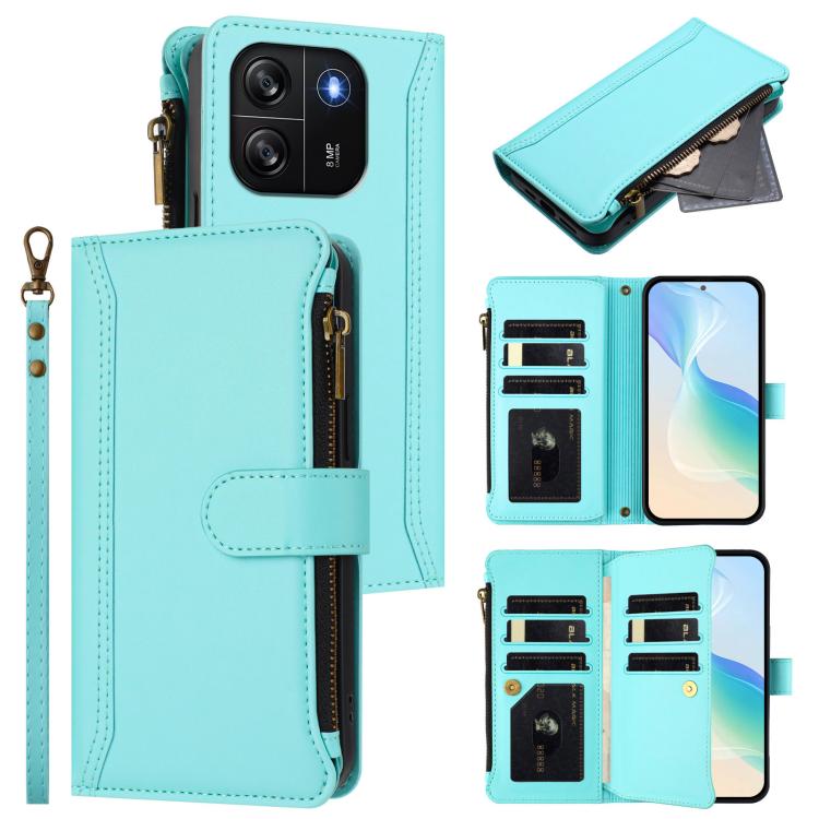 Magnetic Closure 9 Card Slots Zipper Leather Case with Hand Strap, For Blackview Oscal Flat 1C, For Blackview Wave 6C, For Blackview Shark 8 / Oscal Tiger 12, For Blackview A52 / A52 Pro, For Blackview A53