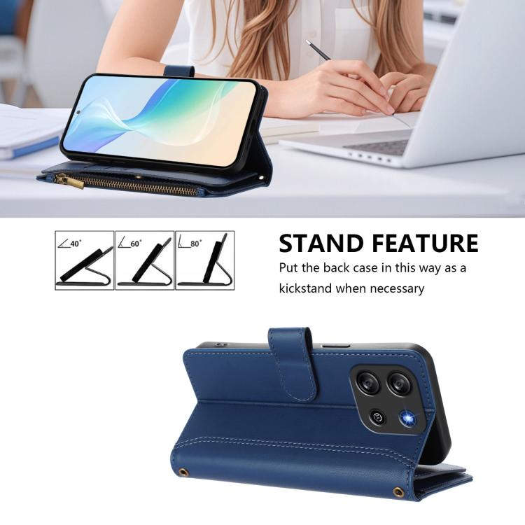 Magnetic Closure 9 Card Slots Zipper Leather Case with Hand Strap, For Blackview Oscal Flat 1C, For Blackview Wave 6C, For Blackview Shark 8 / Oscal Tiger 12, For Blackview A52 / A52 Pro, For Blackview A53