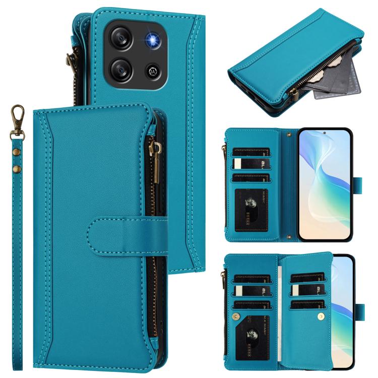 Magnetic Closure 9 Card Slots Zipper Leather Case with Hand Strap, For Blackview Oscal Flat 1C, For Blackview Wave 6C, For Blackview Shark 8 / Oscal Tiger 12, For Blackview A52 / A52 Pro, For Blackview A53