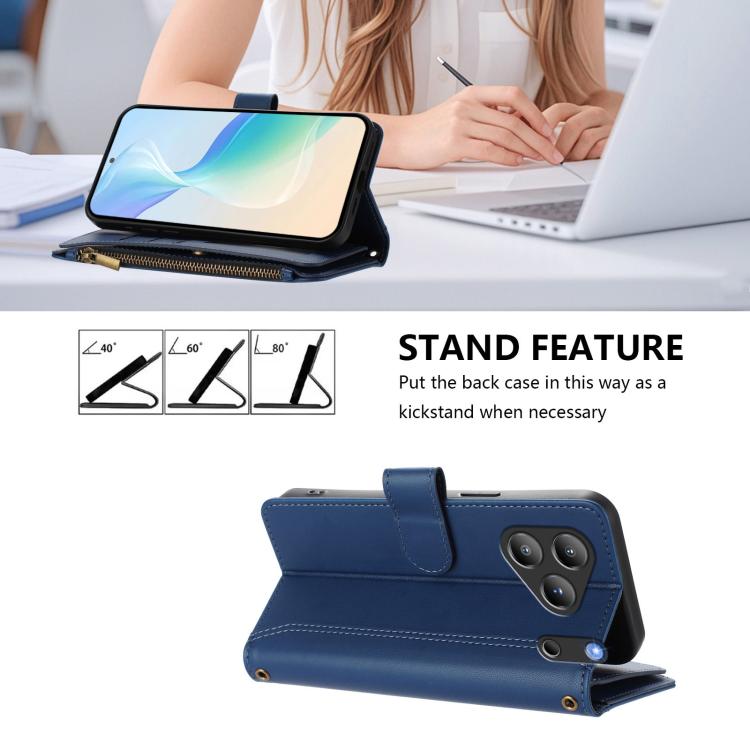 Magnetic Closure 9 Card Slots Zipper Leather Case with Hand Strap, For Blackview Wave 7C, For Blackview Wave 10, For Blackview Shark 6, For Blackview Oscal Tiger 13, For Blackview Wave 8C / 8 / Oscal Flat 2, For Blackview Shark 9 5G                    ...