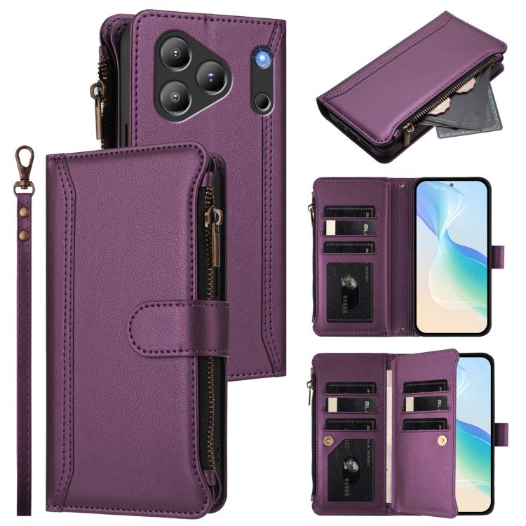 Magnetic Closure 9 Card Slots Zipper Leather Case with Hand Strap, For Blackview Wave 7C, For Blackview Wave 10, For Blackview Shark 6, For Blackview Oscal Tiger 13, For Blackview Wave 8C / 8 / Oscal Flat 2, For Blackview Shark 9 5G                    ...