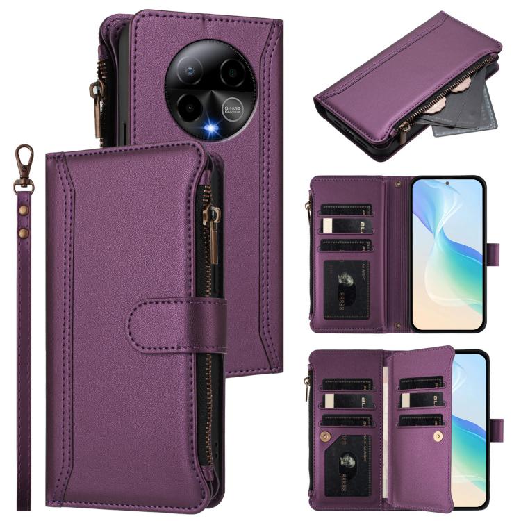 Magnetic Closure 9 Card Slots Zipper Leather Case with Hand Strap, For BLU G95, For BLU Bold N4, For BLU Bold K10 / G54, For BLU G54, For BLU G64, For BLU Bold K50, For BLU C9, For BLU View 5 Pro