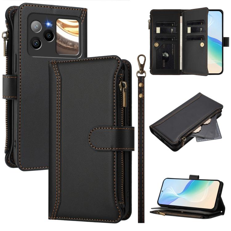 Magnetic Closure 9 Card Slots Zipper Leather Case with Hand Strap, For BLU G95, For BLU Bold N4, For BLU Bold K10 / G54, For BLU G54, For BLU G64, For BLU Bold K50, For BLU C9, For BLU View 5 Pro