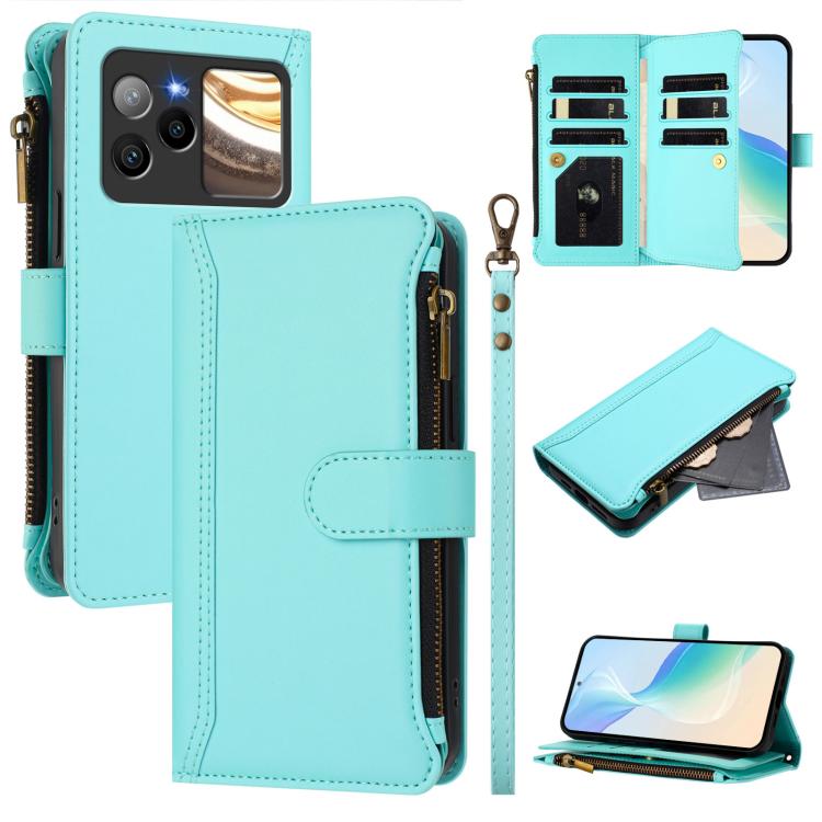 Magnetic Closure 9 Card Slots Zipper Leather Case with Hand Strap, For BLU G95, For BLU Bold N4, For BLU Bold K10 / G54, For BLU G54, For BLU G64, For BLU Bold K50, For BLU C9, For BLU View 5 Pro