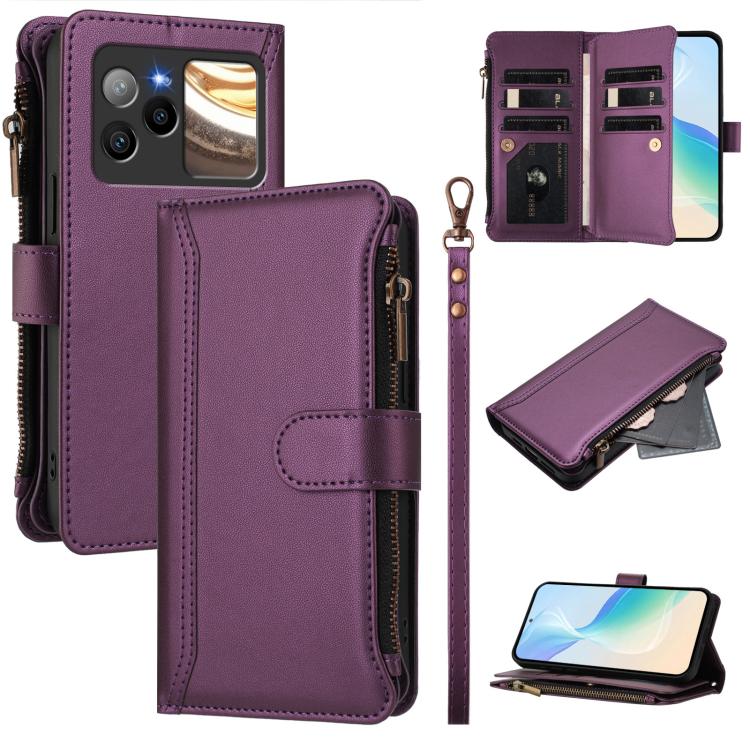 Magnetic Closure 9 Card Slots Zipper Leather Case with Hand Strap, For BLU G95, For BLU Bold N4, For BLU Bold K10 / G54, For BLU G54, For BLU G64, For BLU Bold K50, For BLU C9, For BLU View 5 Pro