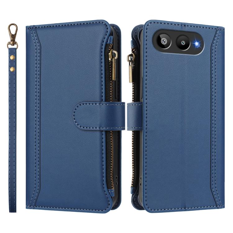 Magnetic Closure 9 Card Slots Zipper Leather Case with Hand Strap, For BLU G95, For BLU Bold N4, For BLU Bold K10 / G54, For BLU G54, For BLU G64, For BLU Bold K50, For BLU C9, For BLU View 5 Pro
